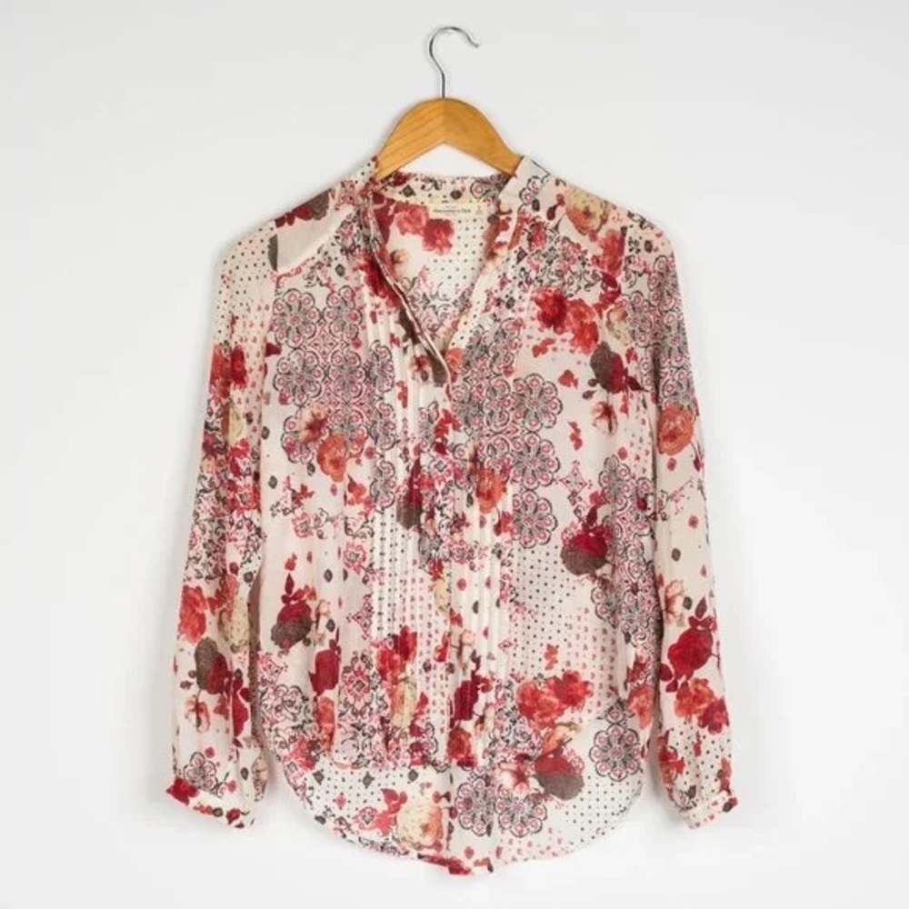 Abercrombie & Fitch Floral Blouse - Red and Cream